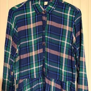 Old Navy Blue Green Plaid Shirt Dress Size Large Tall